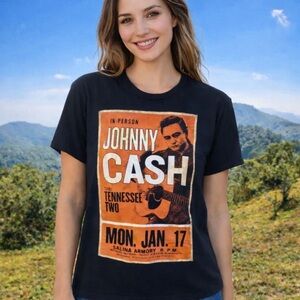- Like New - Johnny Cash Black Band Tee Size Small